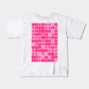 Girly Pinkish Geometric Pattern - Flowers & Stars #4 Kids T-Shirt